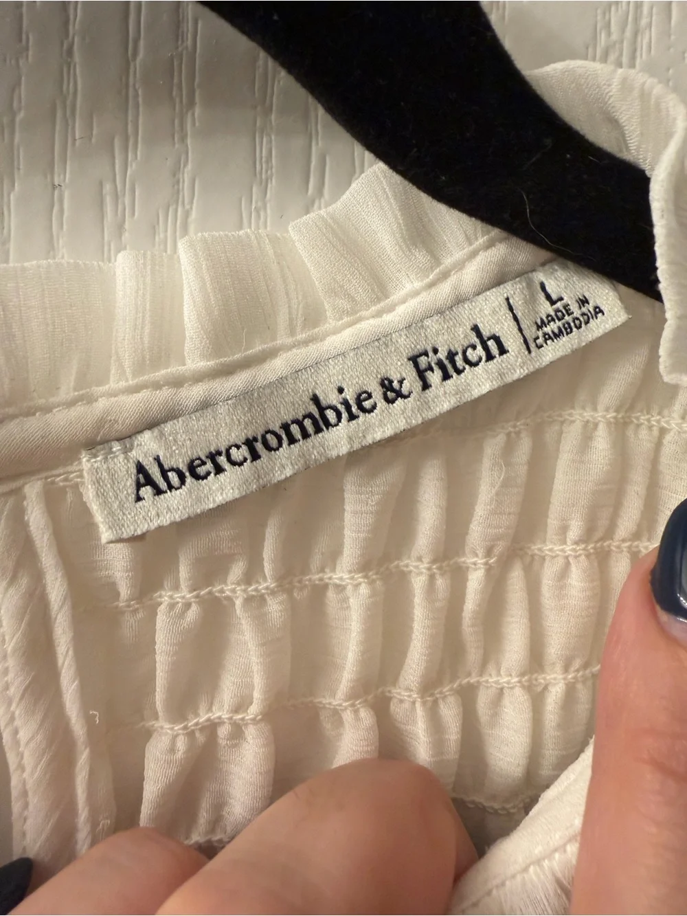 Abercrombie & Fitch Cream Smocked Puff Sleeve Blouse